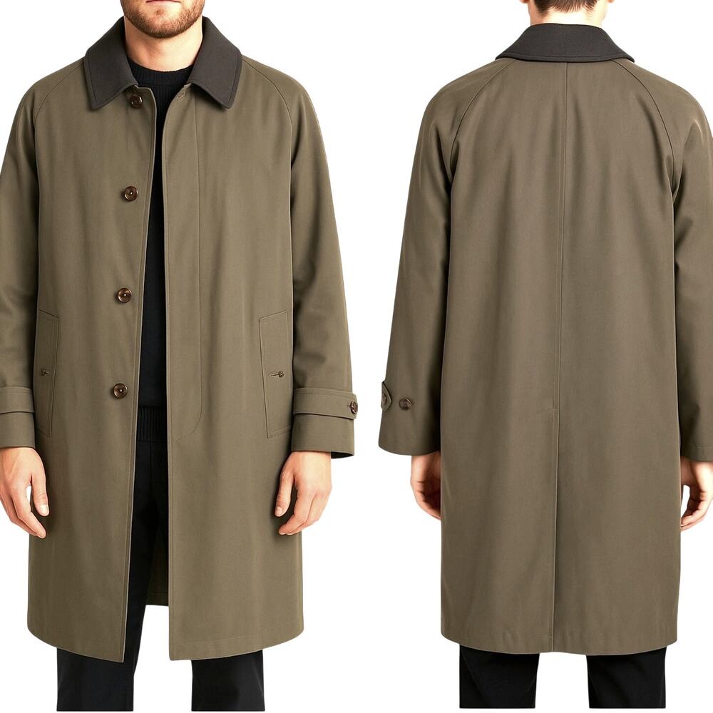 Burberry London Lawrence Men's Khaki Trench Coat Nova Check Plaid Lining 38L